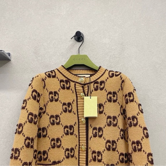 Gucci Women's Tan and Dark Brown Cardigan - Picture 4 of 5